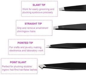 img 1 attached to Ultimate Precision Eyebrow Tweezer Set: Stainless Steel Tweezers for Eyebrows - Remove Facial Hair, Ingrown Hair, Splinters, Blackheads, and Ticks Effortlessly!