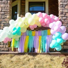 img 1 attached to 🍦 Magical Melody Ice Cream Party: 200pcs Plastic Strips Streamer Backdrop - Pastel Rainbow Fringe Curtain for Girls Birthday, Candyland Theme Decoration