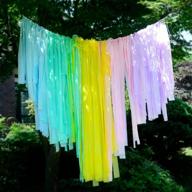 🍦 magical melody ice cream party: 200pcs plastic strips streamer backdrop - pastel rainbow fringe curtain for girls birthday, candyland theme decoration логотип