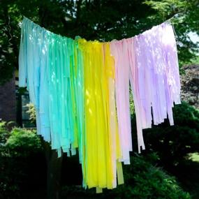 img 4 attached to 🍦 Magical Melody Ice Cream Party: 200pcs Plastic Strips Streamer Backdrop - Pastel Rainbow Fringe Curtain for Girls Birthday, Candyland Theme Decoration