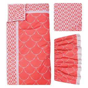 img 2 attached to 🐚 Trend Lab Shell 3 Piece Crib Bedding Set in Coral and White