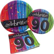 🎉 90th birthday party bundle: paper plates and napkins for 8 guests - celebrate in style! logo