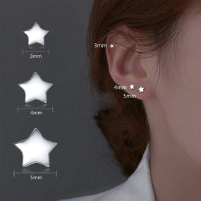 img 2 attached to Set of 3 Pairs Tiny Geometric Star Stud Earrings, 925 Sterling Silver Hypoallergenic Cartilage Tragus Ear Jewellery for Women, Men, and Girls - Sizes 3/4/5mm