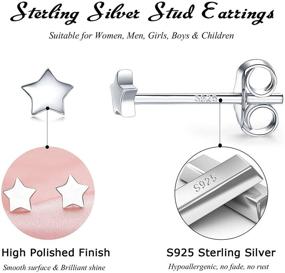 img 3 attached to Set of 3 Pairs Tiny Geometric Star Stud Earrings, 925 Sterling Silver Hypoallergenic Cartilage Tragus Ear Jewellery for Women, Men, and Girls - Sizes 3/4/5mm