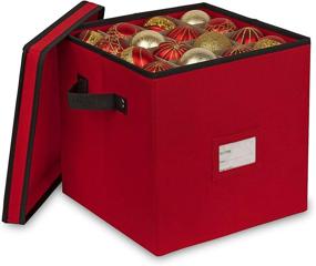 img 4 attached to 🎄 ProPik 64 Christmas Ornament Storage Box: 4 Tier Organizer for 64 Ornaments, Dividers Included - Red