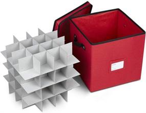 img 3 attached to 🎄 ProPik 64 Christmas Ornament Storage Box: 4 Tier Organizer for 64 Ornaments, Dividers Included - Red