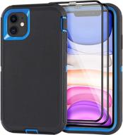 📱 aopuly iphone 11 case – full body heavy duty rugged military grade cover with 2 screen protector – shockproof/drop proof durable phone case for iphone 11 6.1" [black blue1] logo