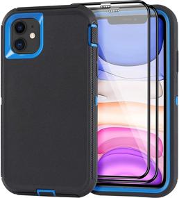 img 4 attached to 📱 AOPULY iPhone 11 Case – Full Body Heavy Duty Rugged Military Grade Cover with 2 Screen Protector – Shockproof/Drop Proof Durable Phone Case for iPhone 11 6.1" [Black Blue1]