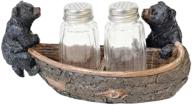 🐻 top-rated black bear cubs canoe salt and pepper shaker holder set (includes shakers) logo