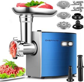 img 4 attached to 🍖 CHEFFANO 2600W Electric Meat Grinder | Stainless Steel Mincer & Sausage Maker with ETL Approval, 3 Grinding Plates, 2 Blades, Sausage Kubbe Kit | Blue