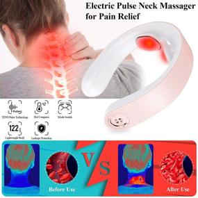 img 2 attached to 🔥 Deep Tissue Neck Massager with Heat - Intelligent Portable Neck Massage Tool Offering 5 Modes, 15 Levels, for Trigger Point Relief - Perfect for Office, Travel, Home, Car (Pink)