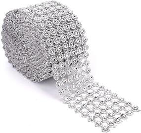 img 4 attached to 💎 Foraineam Rhinestone Crystal Ribbon: 10 Yards/30 Feet of Dazzling Silver Flower Mesh Wrap Roll