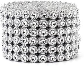 img 3 attached to 💎 Foraineam Rhinestone Crystal Ribbon: 10 Yards/30 Feet of Dazzling Silver Flower Mesh Wrap Roll