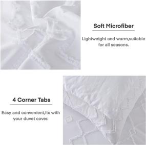 img 1 attached to 🛏️ White Tufted Comforter Queen (90x90 Inch) - 3 Piece Boho Shabby Chic Comforter Set with 1 Tuft Comforter and 2 Pillowcases - Soft Microfiber Down Alternative Bohemian Geometric Bedding Set