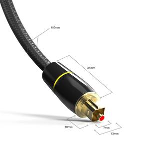 img 3 attached to 🔊 3 Feet Digital Optical Audio Cable Toslink Cable - Flawless Audio, 24K Gold-Plated, Slim Braided Fiber Optic Male to Male Cord for Home Theater, Sound Bar, TV, PS, Xbox, Samsung