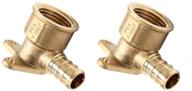 efield pex 1/2inch x 1/2inch female npt drop-ear elbow (pack of 2) - easy transition from pex to threaded logo