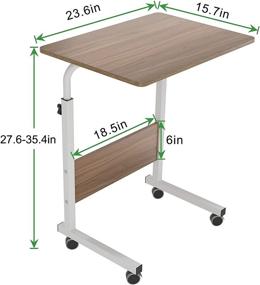 img 3 attached to 🛏️ DlandHome Mobile Side Table - 31.4 Inches with Wheels, Adjustable C Table - Movable Portable Laptop Computer Stand for Bed Sofa - Oak - 05-1