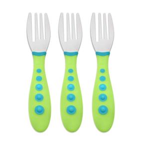 img 2 attached to NUK First Essentials Kiddy Cutlery Forks: 3-Pack, Assorted Colors