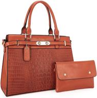👜 designer hobo women's shoulder bag: fashion handbag with top handles and embossed crocodile pattern - 2-piece set logo