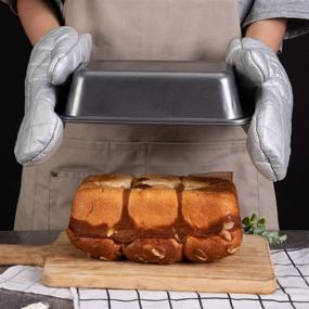 img 1 attached to KITESSENSU Bread Pans for Baking: Set of 4 Nonstick Carbon Steel Loaf Pans, 8.4 x 4.4 Inch with Oven Mitt - High-Quality Baking Essentials