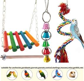img 1 attached to Bird Toys Parrot Swing Chewing Toys - 9Pcs for Cockatiels, Macaws, Parrots, Love Birds, Finches, and Parakeets - Bird Cage Accessories
