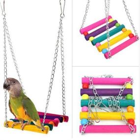 img 3 attached to Bird Toys Parrot Swing Chewing Toys - 9Pcs for Cockatiels, Macaws, Parrots, Love Birds, Finches, and Parakeets - Bird Cage Accessories