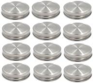 🔒 premium 12 pcs stainless steel mason jar lids: reusable, leak proof caps for regular mouth jars with silicone seals – polished surface logo