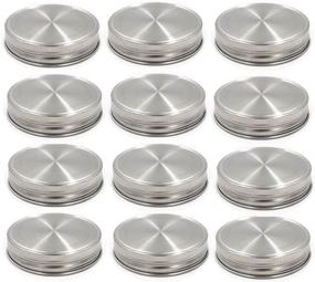 img 4 attached to 🔒 Premium 12 PCS Stainless Steel Mason Jar Lids: Reusable, Leak Proof Caps for Regular Mouth Jars with Silicone Seals – Polished Surface