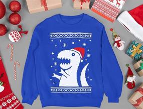 img 1 attached to 🦖 Fashion Hoodies & Sweatshirts: Boys' Christmas Sweatshirt with Dinosaur Sleeve T-Shirt