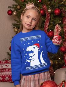 img 3 attached to 🦖 Fashion Hoodies & Sweatshirts: Boys' Christmas Sweatshirt with Dinosaur Sleeve T-Shirt