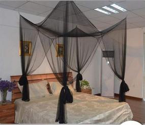 img 2 attached to 🪟 Mosquito Net Hanging Canopy MorroMorn с 4 открывающимися входами - дополнительно большая легкая установка для кровати дома и путешествий, сетка 380 квадратных (черная): максимальная защита и удобство