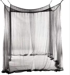 img 4 attached to 🪟 Mosquito Net Hanging Canopy MorroMorn с 4 открывающимися входами - дополнительно большая легкая установка для кровати дома и путешествий, сетка 380 квадратных (черная): максимальная защита и удобство