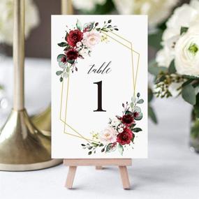 img 3 attached to 🌹 Doris Home Burgundy Wedding Table Numbers Set - 25 Double Sided Floral Design Cards for Elegant Reception Décor