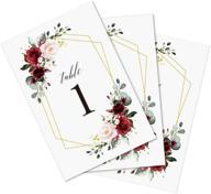 🌹 doris home burgundy wedding table numbers set - 25 double sided floral design cards for elegant reception décor logo