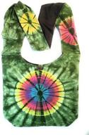 green tie dye crossbody shoulder handbag with hippie boho vibes logo