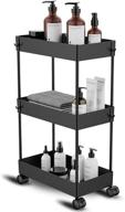 🛒 cucn slim storage cart - 3 tier bathroom organizer cart with wheels for narrow space between washer and dryer - slide out storage cart in black logo