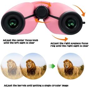 img 2 attached to 👧 Aurosports Kids Compact Binoculars: Upgraded HD Focusing Wheel, Travel Birding Telescope for 5-9 Years Old Girl Boys. Perfect Gift for 3-10 Year Old Girls – Pink!