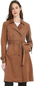 img 4 attached to Leather Breasted Lightweight Overcoat Outwear Women's Clothing