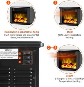 img 2 attached to 🔥 DONYER POWER 14" Mini Electric Fireplace Tabletop Portable Heater: Efficient 1500W Black Metal Frame Room & Space Heater