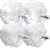 shower bouquet's loofah soft-white-cloud bath-sponge xl-75g-set: 4 pack of extra large mesh 🛀 poufs - perfect exfoliation and gentle cleanse for men and women in beauty bathing accessories logo