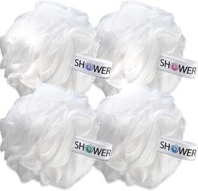 img 4 attached to Shower Bouquet's Loofah Soft-White-Cloud Bath-Sponge XL-75g-Set: 4 Pack of Extra Large Mesh 🛀 Poufs - Perfect Exfoliation and Gentle Cleanse for Men and Women in Beauty Bathing Accessories