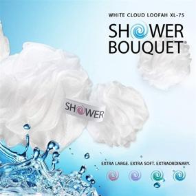 img 3 attached to Shower Bouquet's Loofah Soft-White-Cloud Bath-Sponge XL-75g-Set: 4 Pack of Extra Large Mesh 🛀 Poufs - Perfect Exfoliation and Gentle Cleanse for Men and Women in Beauty Bathing Accessories