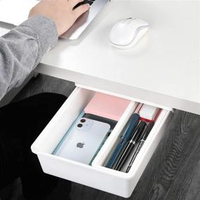 img 3 attached to 2-Pack GGIANTGO Under Desk Drawers, M+M Size, Ideal for Office, Bedroom, School, Kitchen - Self-Adhesive Storage Solution for Phones, Pens, Pencils, Keys, Cutlery, and More