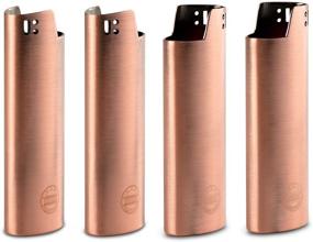 img 1 attached to 🔥 Copper Lighter Holder - Vintage Mason Forge Metal Bic Lighter Case - Fits Large Full Size Bic J6 Lighter - 2 Pack and 4 Pack (2)