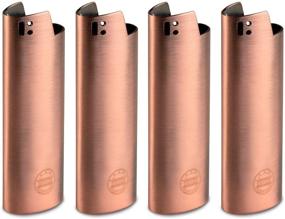 img 2 attached to 🔥 Copper Lighter Holder - Vintage Mason Forge Metal Bic Lighter Case - Fits Large Full Size Bic J6 Lighter - 2 Pack and 4 Pack (2)