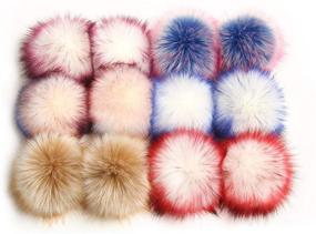 img 4 attached to 🦊 Furling Pompoms: Luxurious Faux Fox Fur Fluffy Pom Poms for Knitting Hats - 12pcs, 4.7 Inches, Mixed Colors