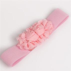 img 1 attached to Vibrant Double Flower Yellow Women's Belt Accessories with Elastic Stretch