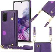 👛 zyzx crossbody wallet case for samsung galaxy s20 fe 5g - removable leather strap, card holders, shoulder lanyard, kickstand - kb purple logo