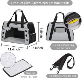 img 3 attached to 🐾 Gray Small Animal Carrier Bag - Breathable & Portable Guinea Pig, Hamster, Squirrel, Hedgehog, Bunny, Chinchilla, Lizard Travel Carrier with Soft Pad, 3 Doors & Shoulder Strap