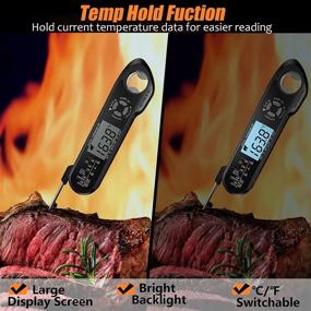 img 1 attached to 🔥 Black 2-in-1 Dual Probe Digital Meat Thermometer: Instant Read, Oven Safe, Alarm Backlight - Ideal for Kitchen, Cooking, Grilling, Smoking, BBQ